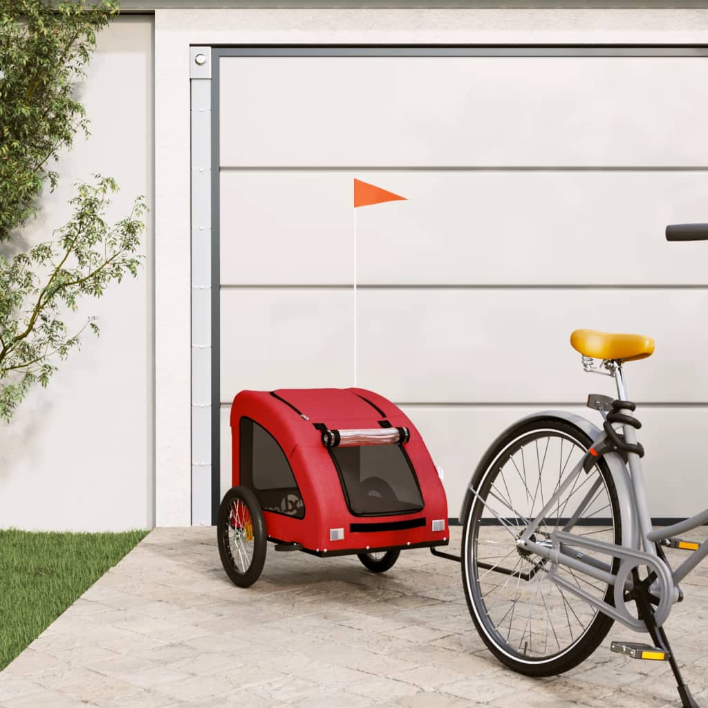 VidaXL Hondenfietstrailer oxford stof en ijzer rood