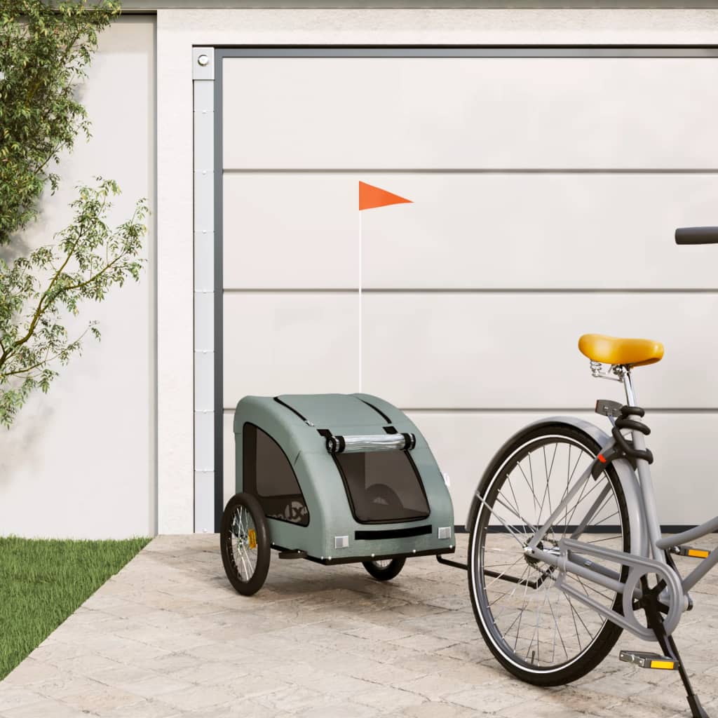 VidaXL Hondenfietstrailer oxford stof en ijzer grijs