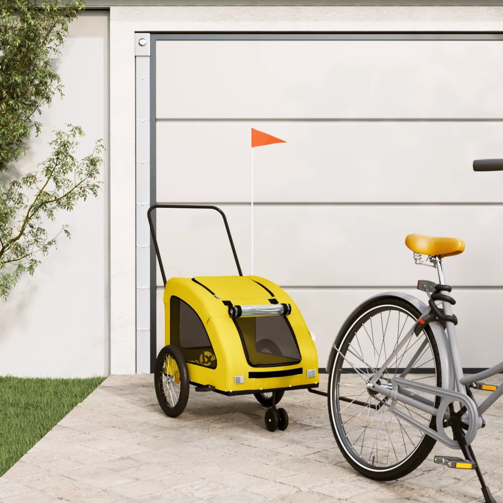VidaXL Hondenfietstrailer oxford stof en ijzer geel