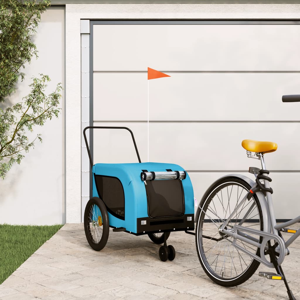vidaxl Hondenfietstrailer oxford stof en ijzer blauw en zwart