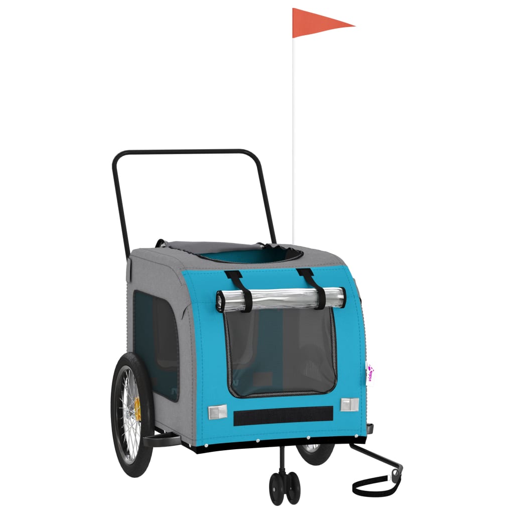 VidaXL Hondenfietstrailer oxford stof en ijzer blauw en grijs