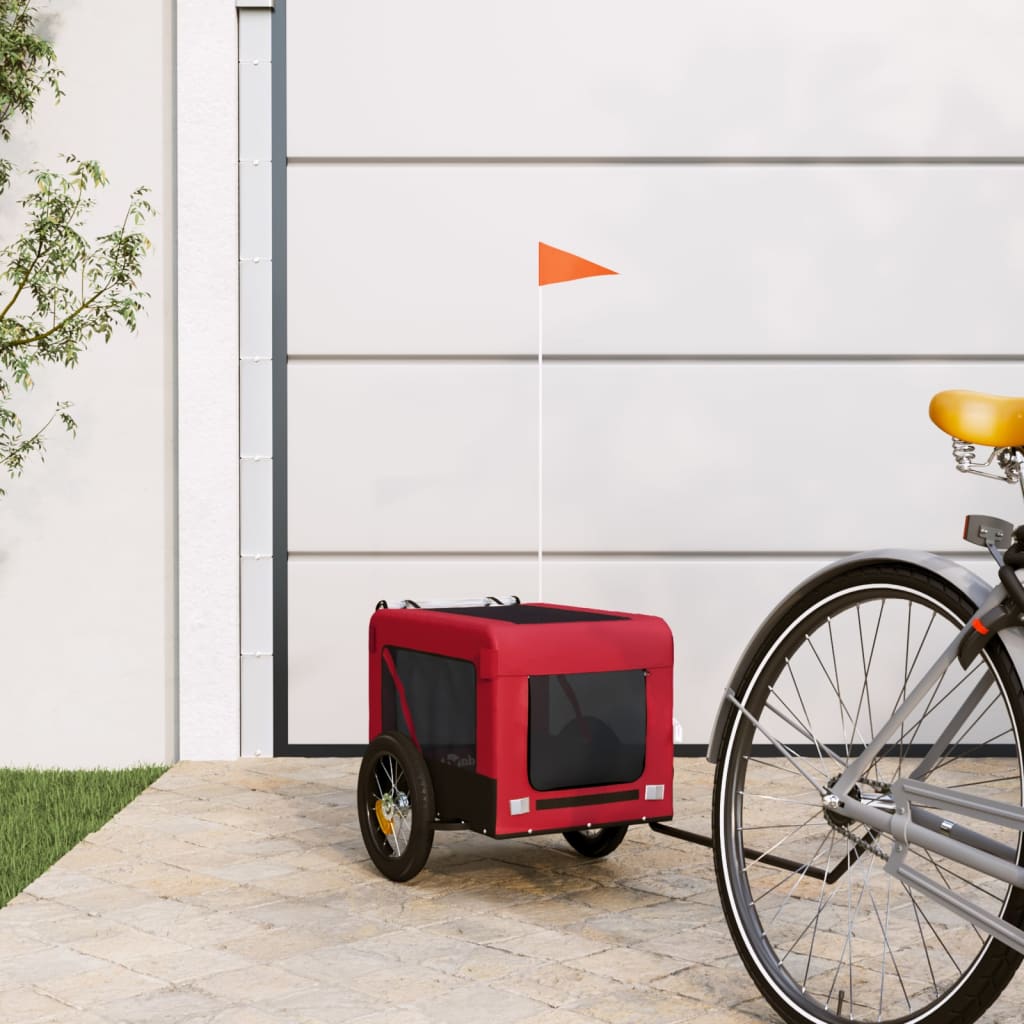 VidaXL Hondenfietstrailer oxford stof en ijzer rood en zwart