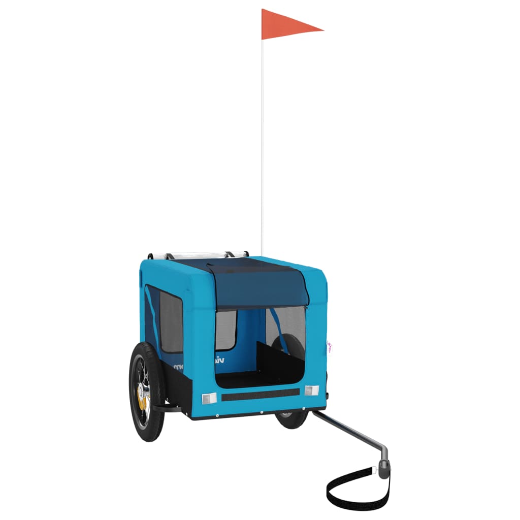 VidaXL Hondenfietstrailer oxford stof en ijzer blauw en zwart