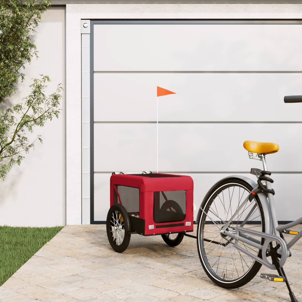 VidaXL Hondenfietstrailer oxford stof en ijzer rood en zwart