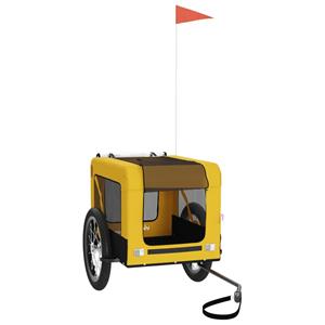 VidaXL Hondenfietstrailer oxford stof en ijzer geel en zwart
