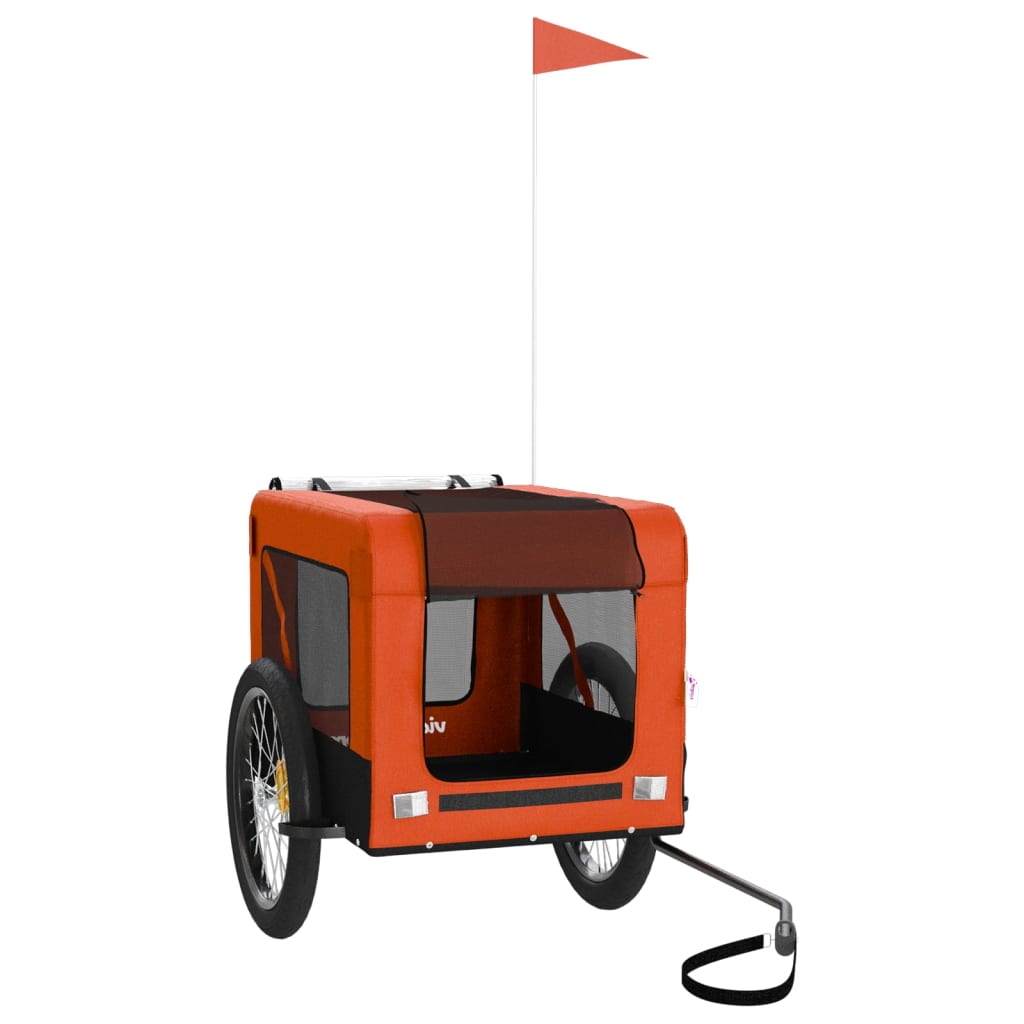 VidaXL Hondenfietstrailer oxford stof en ijzer oranje en zwart