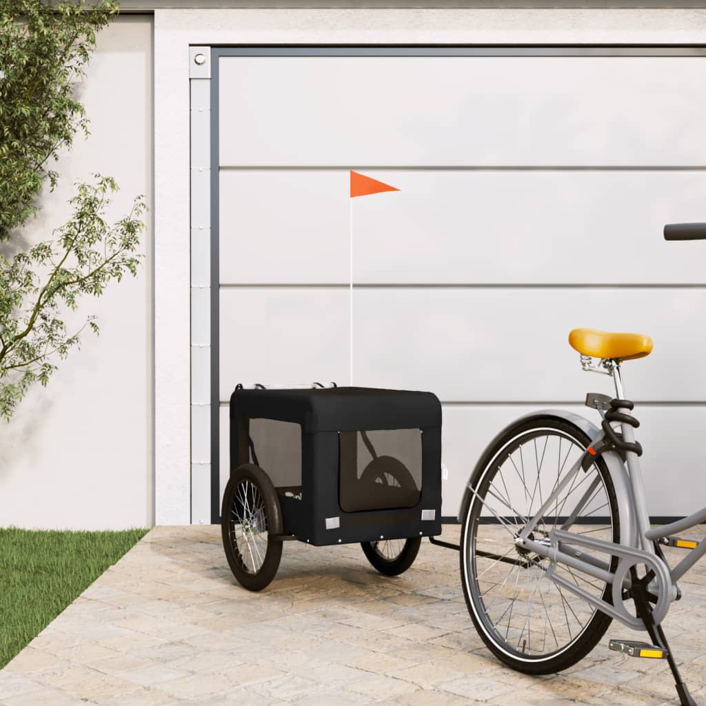 VidaXL Hondenfietstrailer oxford stof en ijzer zwart