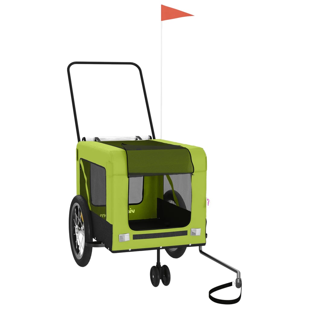 VidaXL Hondenfietstrailer oxford stof en ijzer groen en zwart