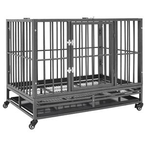 VidaXL Hondenbench met wielen 92x62x76 cm staal