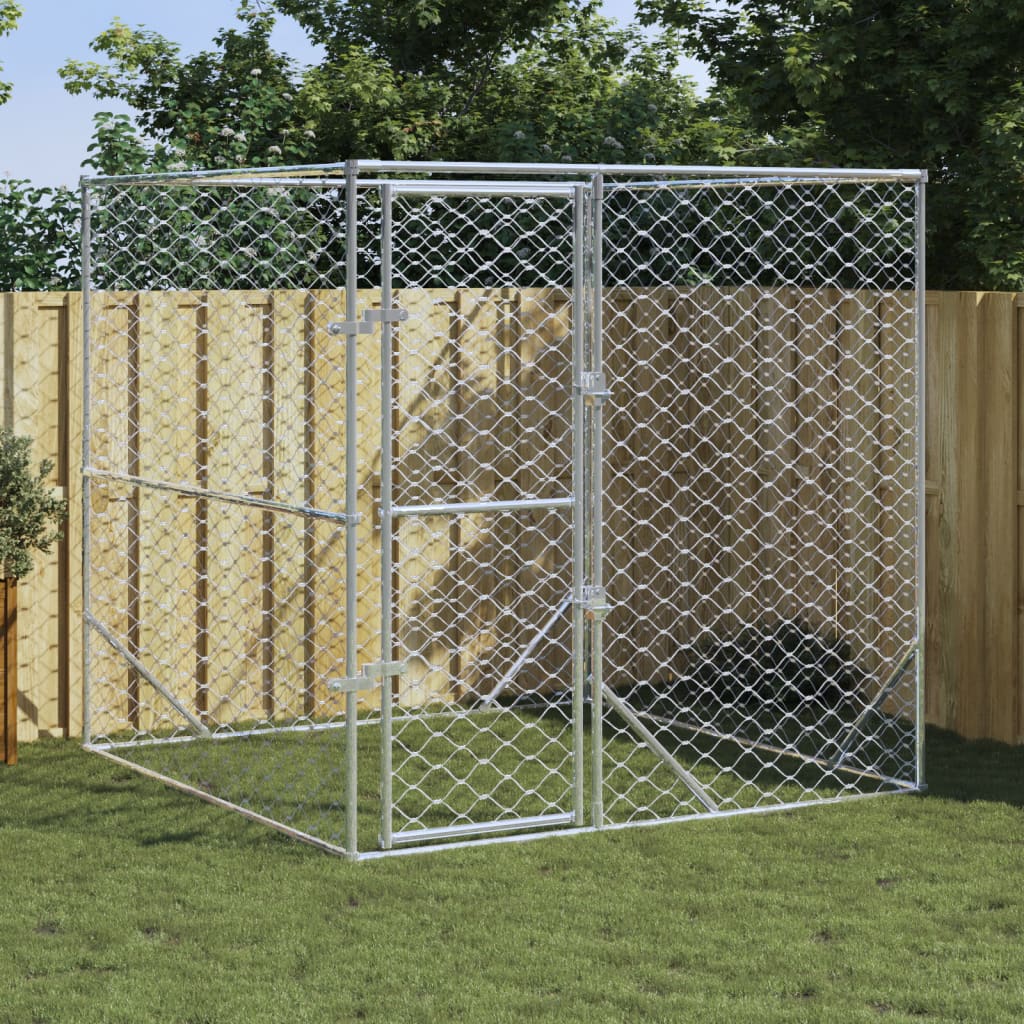 VidaXL Hondenkennel voor buiten 2x2x2 m gegalvaniseerd staal zilver
