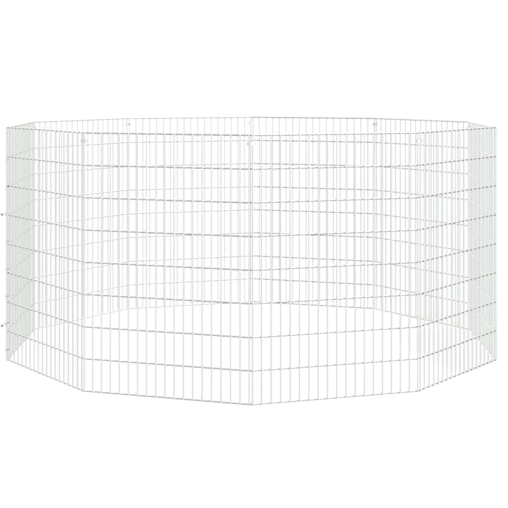 VidaXL Dierenverblijf 10 panelen 54x80 cm gegalvaniseerd ijzer
