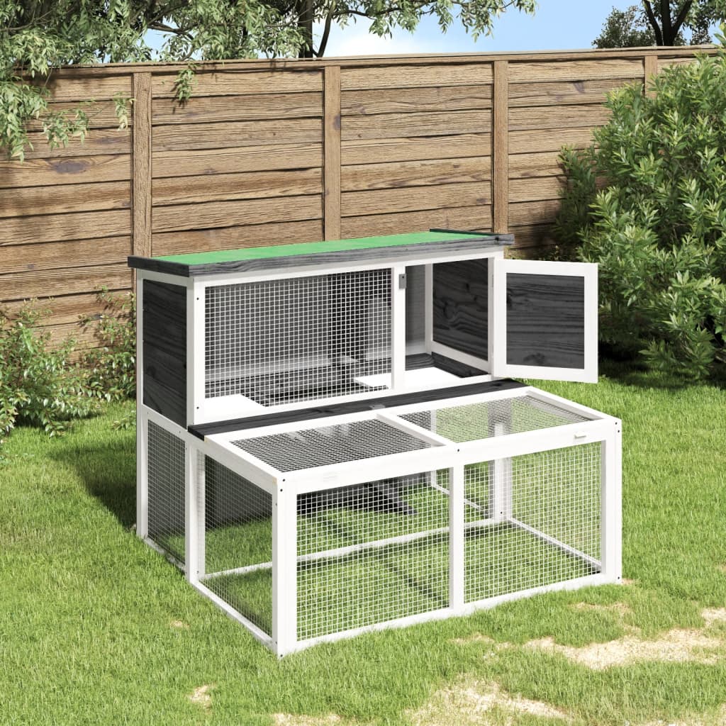 VidaXL Konijnenhok 102x90x84,5 cm massief grenenhout grijs