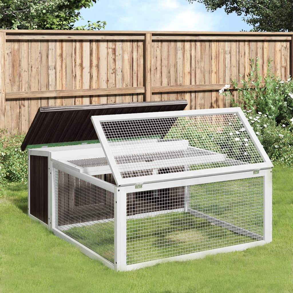 VidaXL Konijnenhok 117,5x97x47,5 cm massief grenenhout grijs