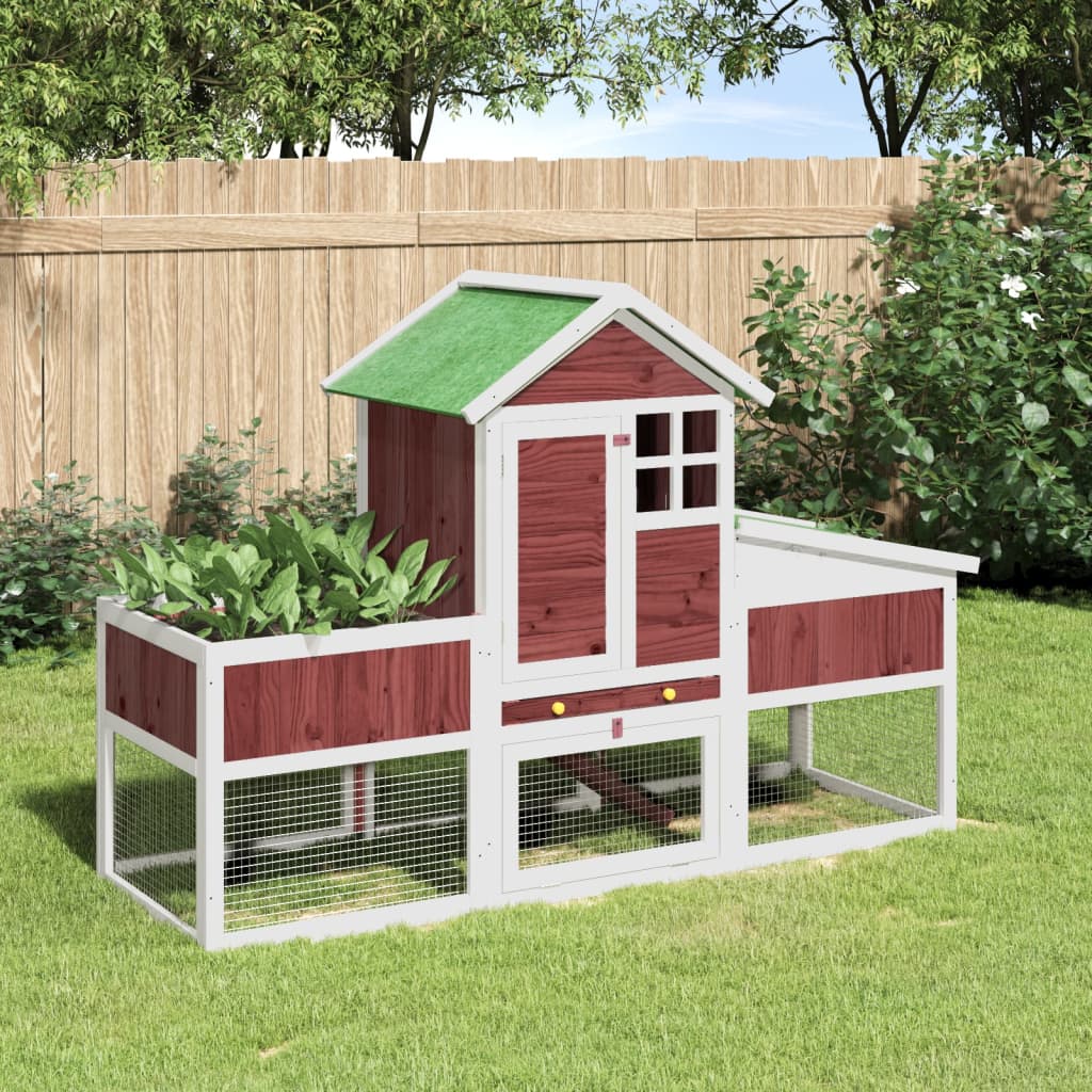 VidaXL Konijnenhok 170x63x113 cm massief grenenhout mokkakleurig