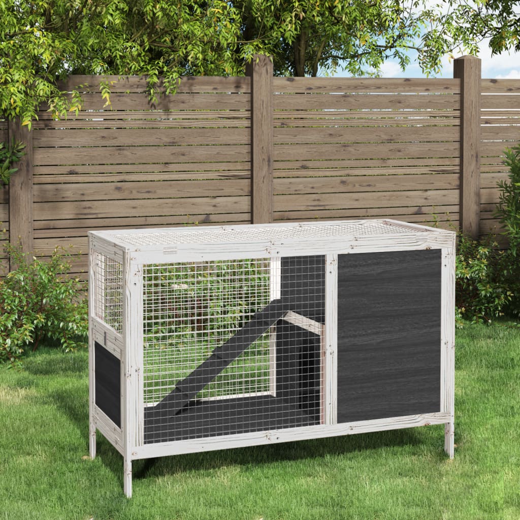 VidaXL Konijnenhok 103x44x69,5 cm massief grenenhout grijs