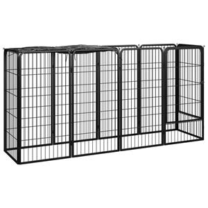 vidaXL Hondenkennel 10 panelen 50 x 100 cm gepoedercoat staal zwart