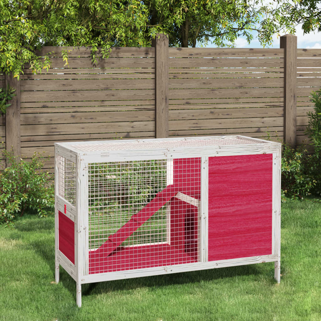 VidaXL Konijnenhok 103x44x69,5 cm massief grenenhout rood