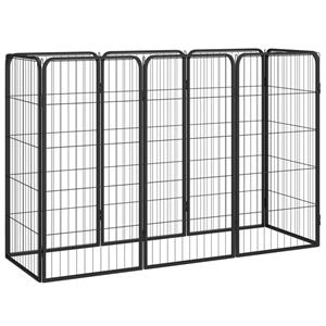 vidaXL Hondenkennel 8 panelen 50x100 cm gepoedercoat staal zwart