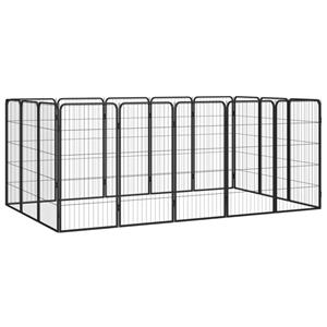 vidaXL Hondenkennel 16 panelen 50 x 100 cm gepoedercoat staal zwart