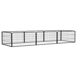 vidaXL Hondenkennel 8 panelen 100x50 cm gepoedercoat staal zwart