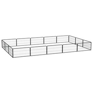 vidaXL Hondenkennel 16 panelen 100x50 cm gepoedercoat staal zwart