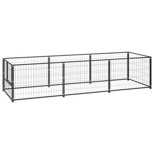 vidaXL Hondenkennel 3 m² staal zwart