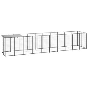 vidaXL Hondenkennel 6,05 m² staal zwart