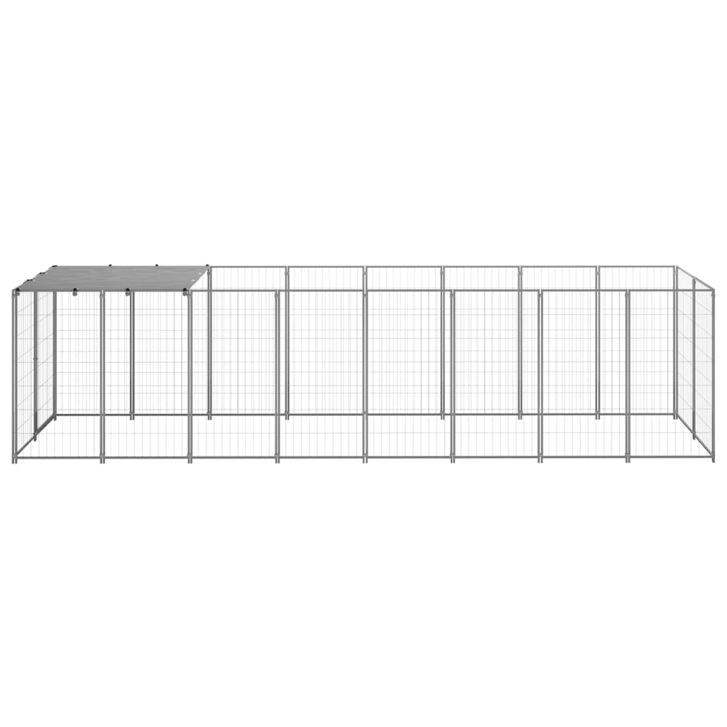 vidaXL Hondenkennel 4,84 m² staal zilverkleurig
