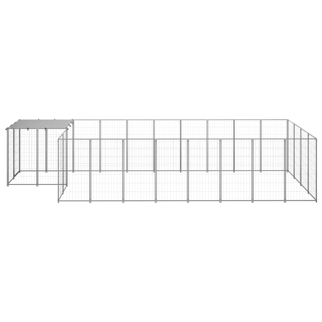 vidaXL Hondenkennel 10,89 m² staal zilverkleurig