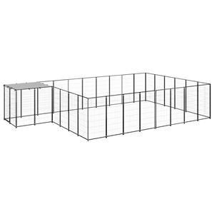 vidaXL Hondenkennel 15,73 m² staal zwart