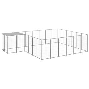 vidaXL Hondenkennel 12,1 m² staal zilverkleurig