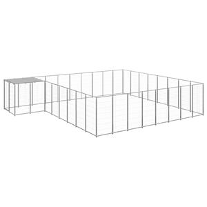 vidaXL Hondenkennel 20,57 m² staal zilverkleurig