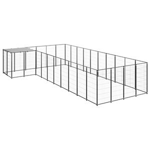 vidaXL Hondenkennel 13,31 m² staal zwart