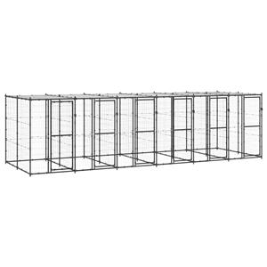 vidaXL Hondenkennel met dak 14,52 m² staal