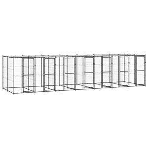 vidaXL Hondenkennel met dak 16,94 m² staal