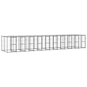 vidaXL Hondenkennel met dak 24,2 m² staal