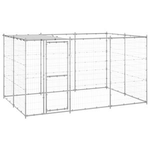 vidaXL Hondenkennel met dak 7,26 m² gegalvaniseerd staal