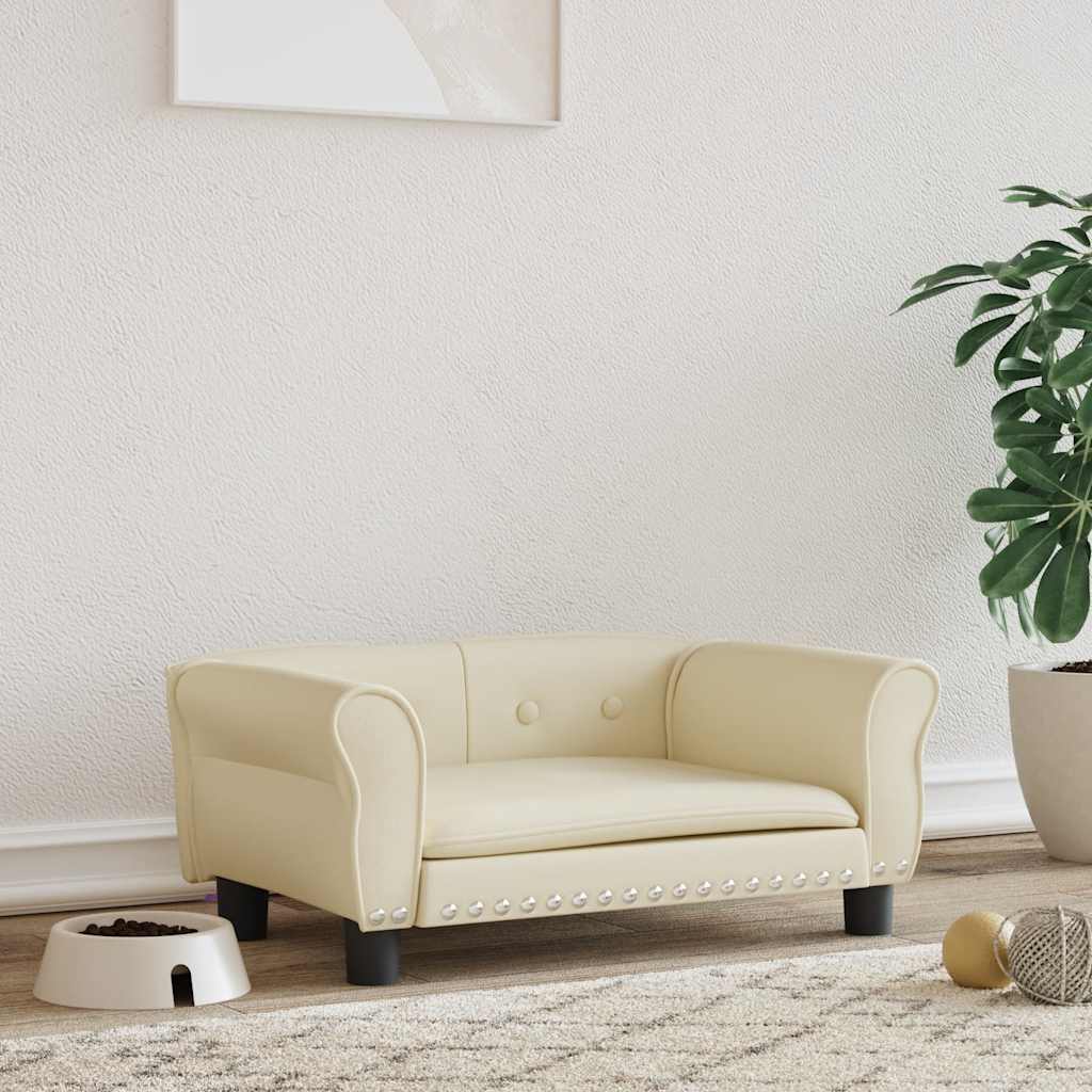 VidaXL Hondenmand 70x45x30 cm kunstleer crèmekleurig