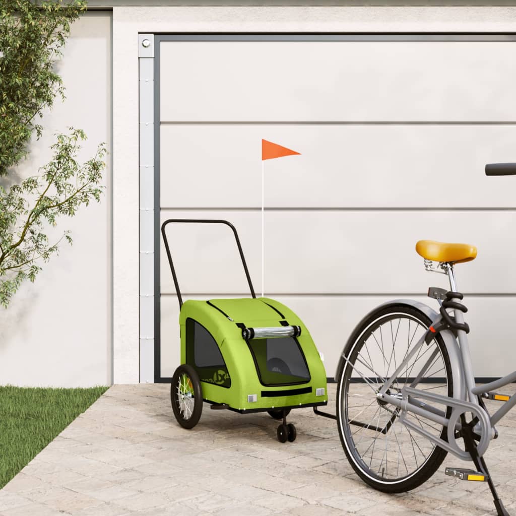 VidaXL Hondenfietstrailer oxford stof en ijzer groen