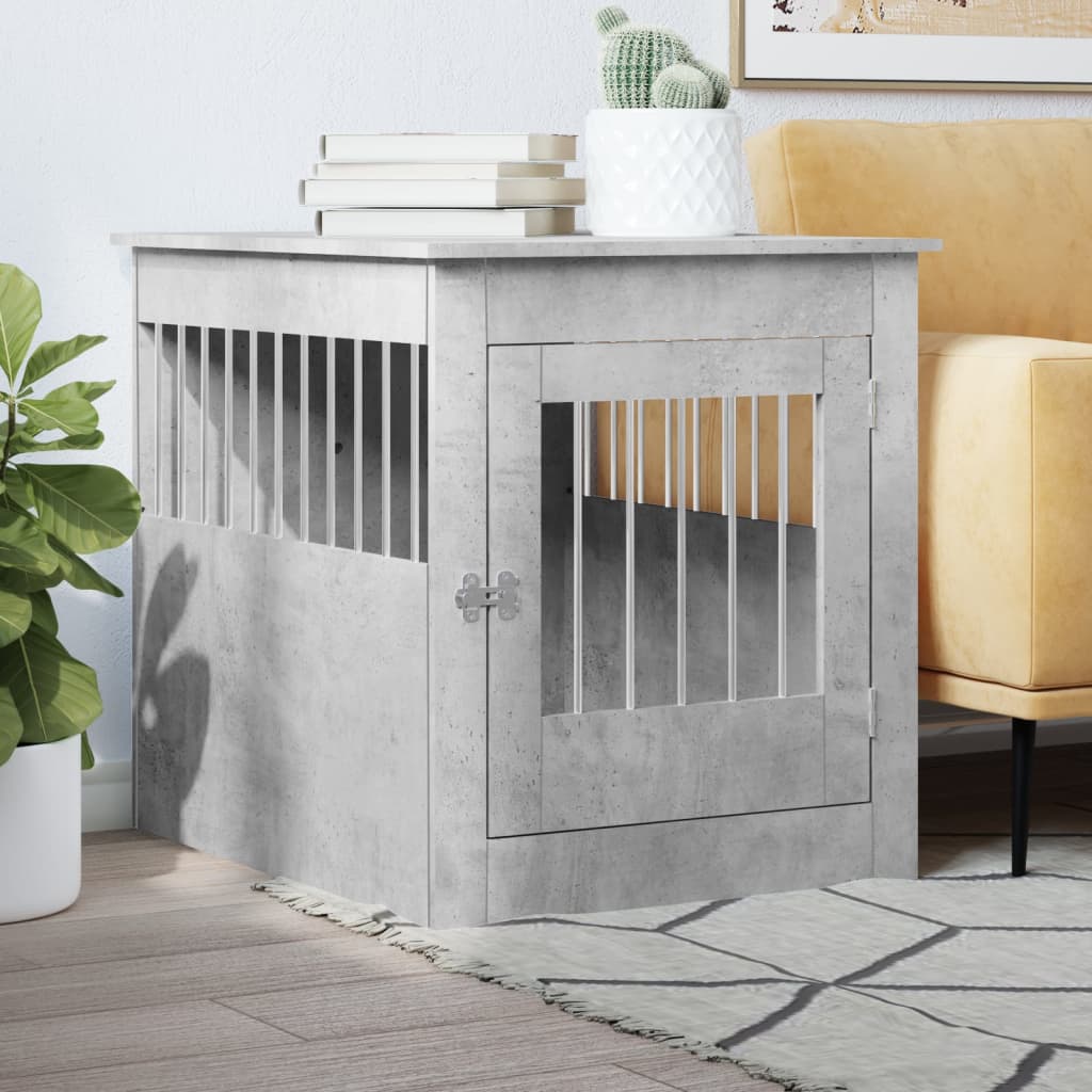 VidaXL Hondenbench 64,5x80x71 cm bewerkt hout betongrijs