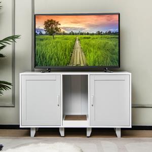 costway Kattenbakkast Verborgen Kattentoilet 2 Deuren Gebogen Ingang Krabplank Verwijderbare Houten Poten TV-Kast voor Kattenbakvulling Grijs