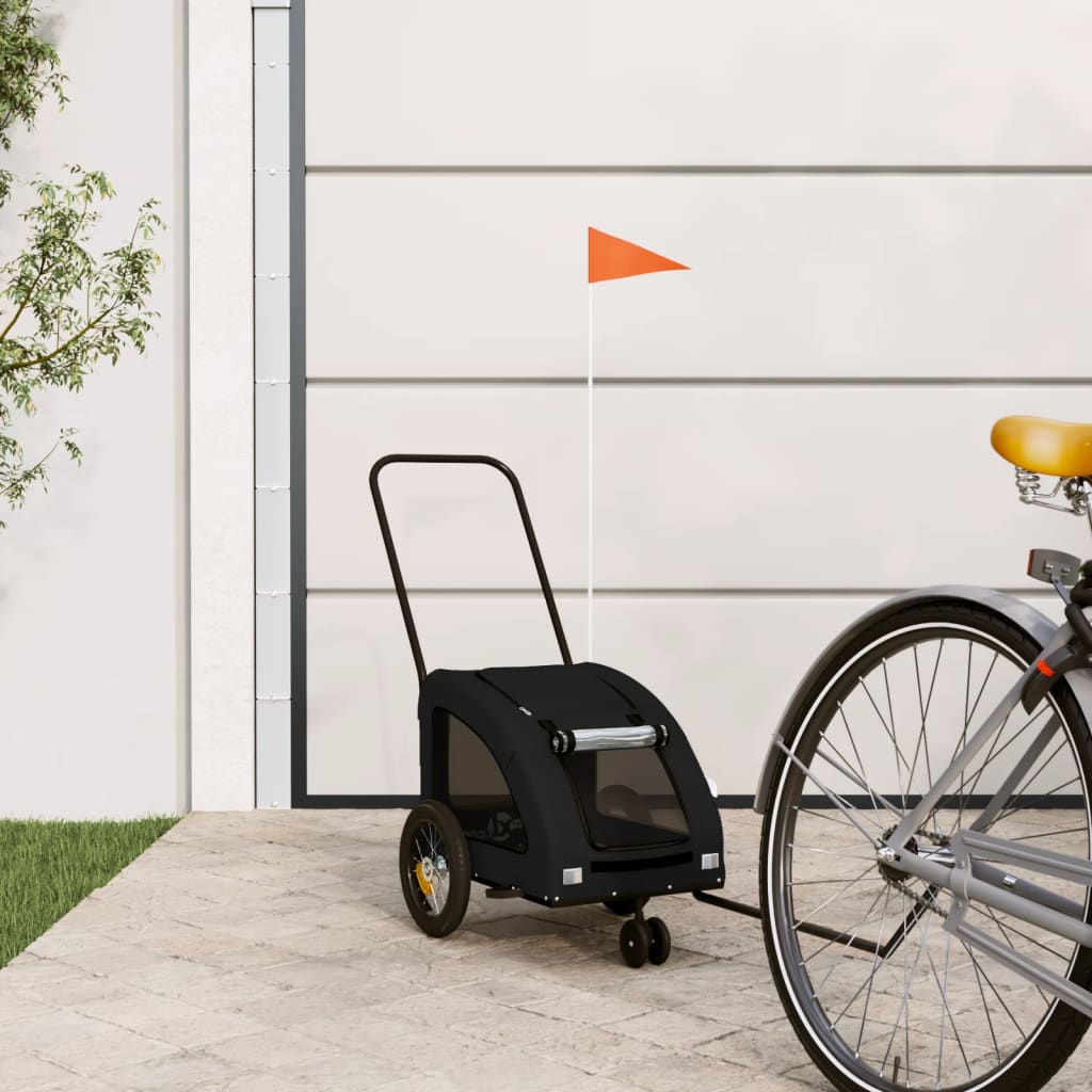 VidaXL Hondenfietstrailer oxford stof en ijzer zwart