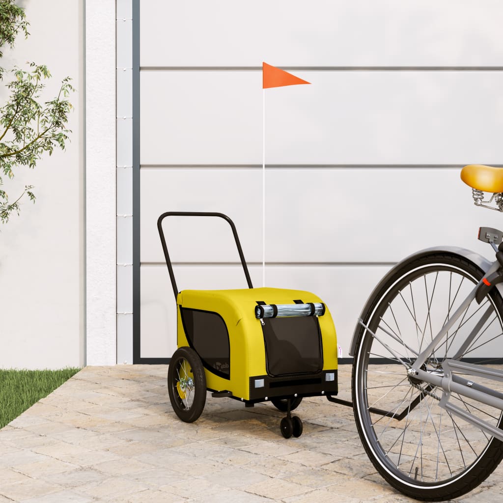 VidaXL Hondenfietstrailer oxford stof en ijzer geel en zwart