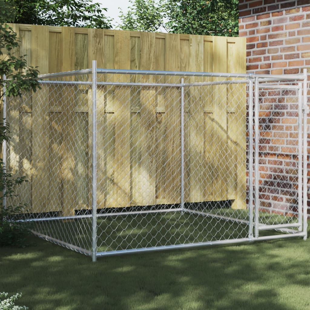 VidaXL Hondenhok met deur 2x2x1,5 m gegalvaniseerd staal grijs