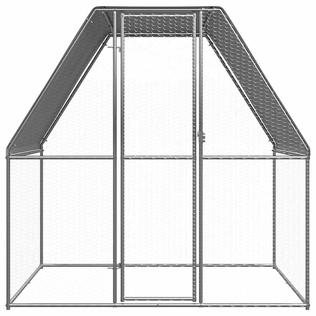 VidaXL Kippenkooi 2x2x2 m gegalvaniseerd staal zilverkleurig en grijs