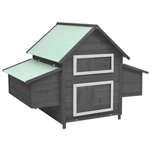 VidaXL Kippenhok 150x96x110 cm massief vurenhout grijs en wit