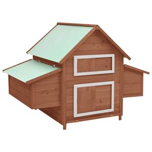 VidaXL Kippenhok 150x96x110 cm massief vurenhout mokkakleurig en wit