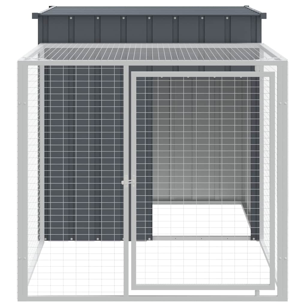 VidaXL Kippenhok met ren 110x201x110 cm gegalvaniseerd staal antraciet