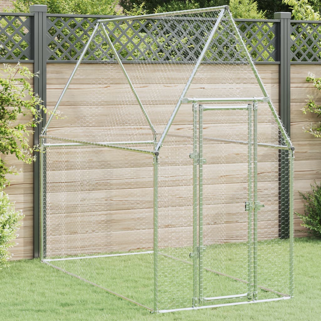 VidaXL Kippenhok 200x100x190 cm gegalvaniseerd staal zilverkleurig