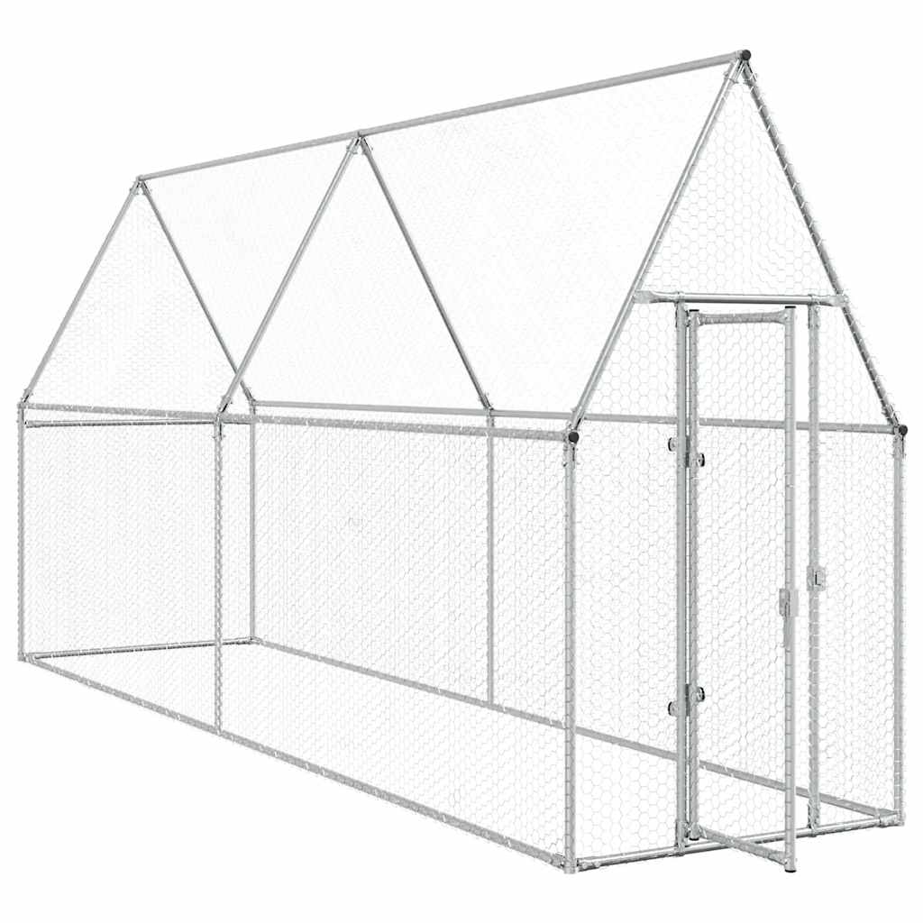 VidaXL Kippenhok 400x100x190 cm gegalvaniseerd staal zilverkleurig